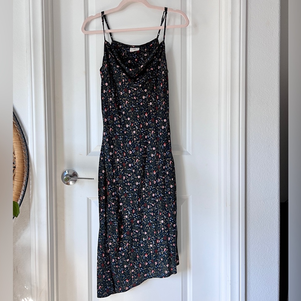 AG Adriano Goldschmied Women’s Blue Gia Floral Sleeveless Midi Dress Size Small